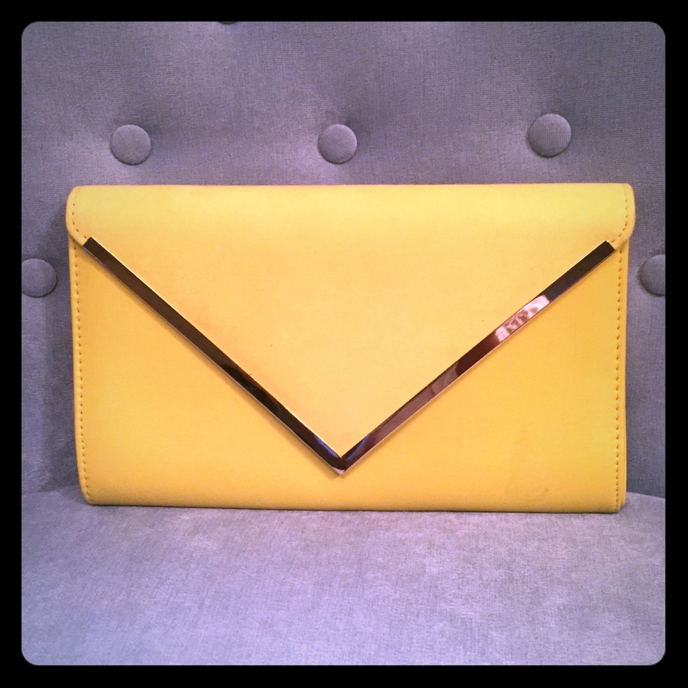 Aldo Suede & Leather Gold Trim Clutch